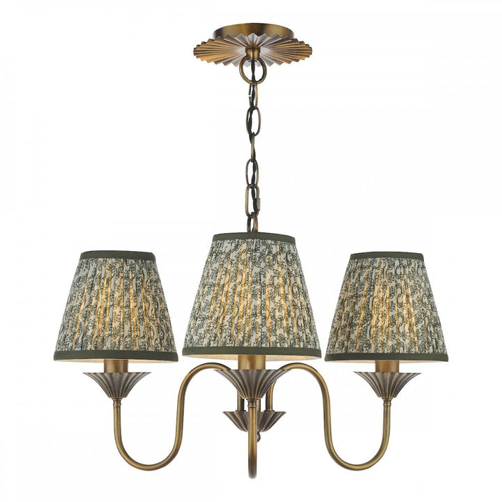 Dar LYD0363-EST2624 Lydian 3 Light Pendant Antique Bronze With Shade