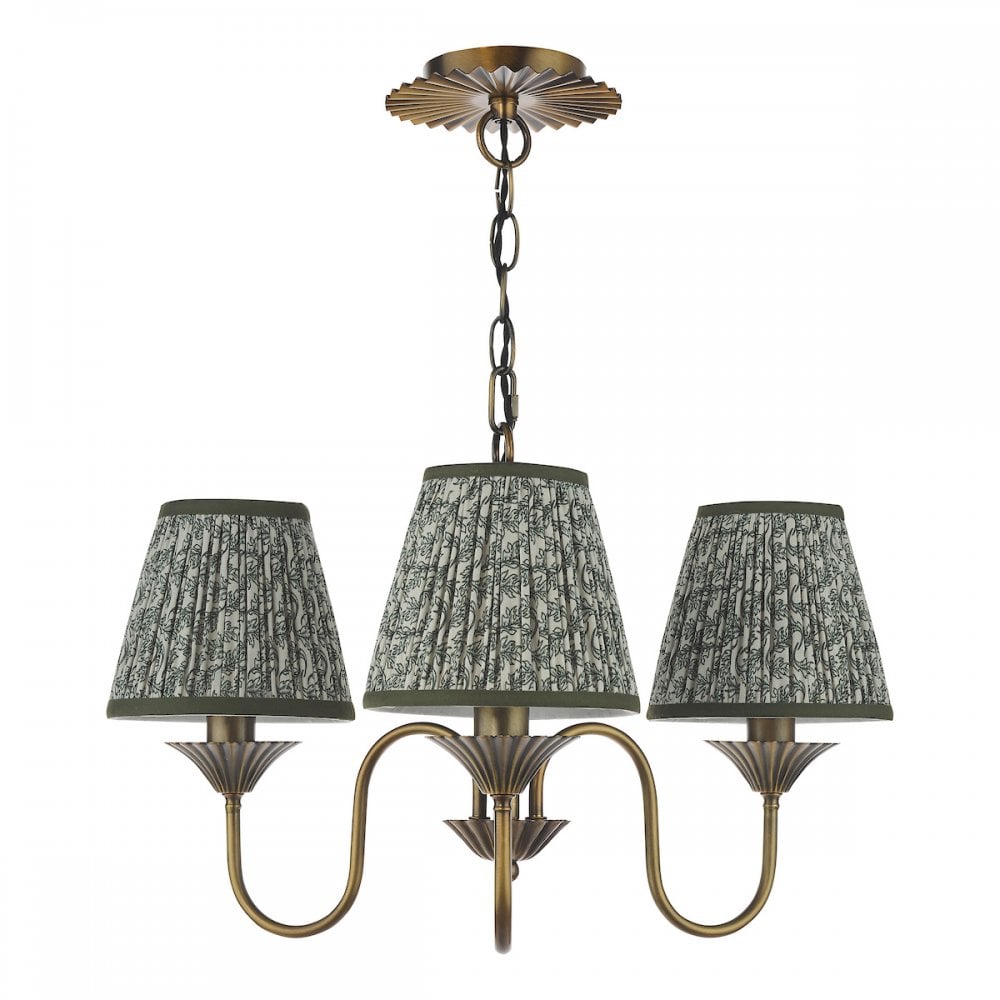 Dar LYD0363-EST2624 Lydian 3 Light Pendant Antique Bronze With Shade