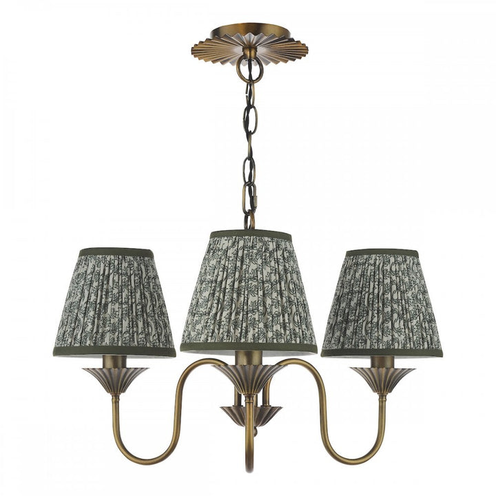Dar LYD0363-EST2624 Lydian 3 Light Pendant Antique Bronze With Shade