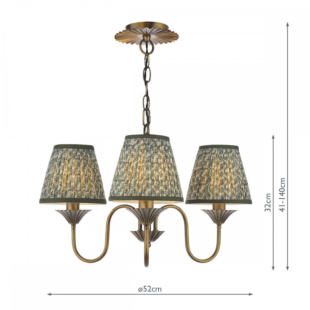 Dar LYD0363-EST2624 Lydian 3 Light Pendant Antique Bronze With Shade