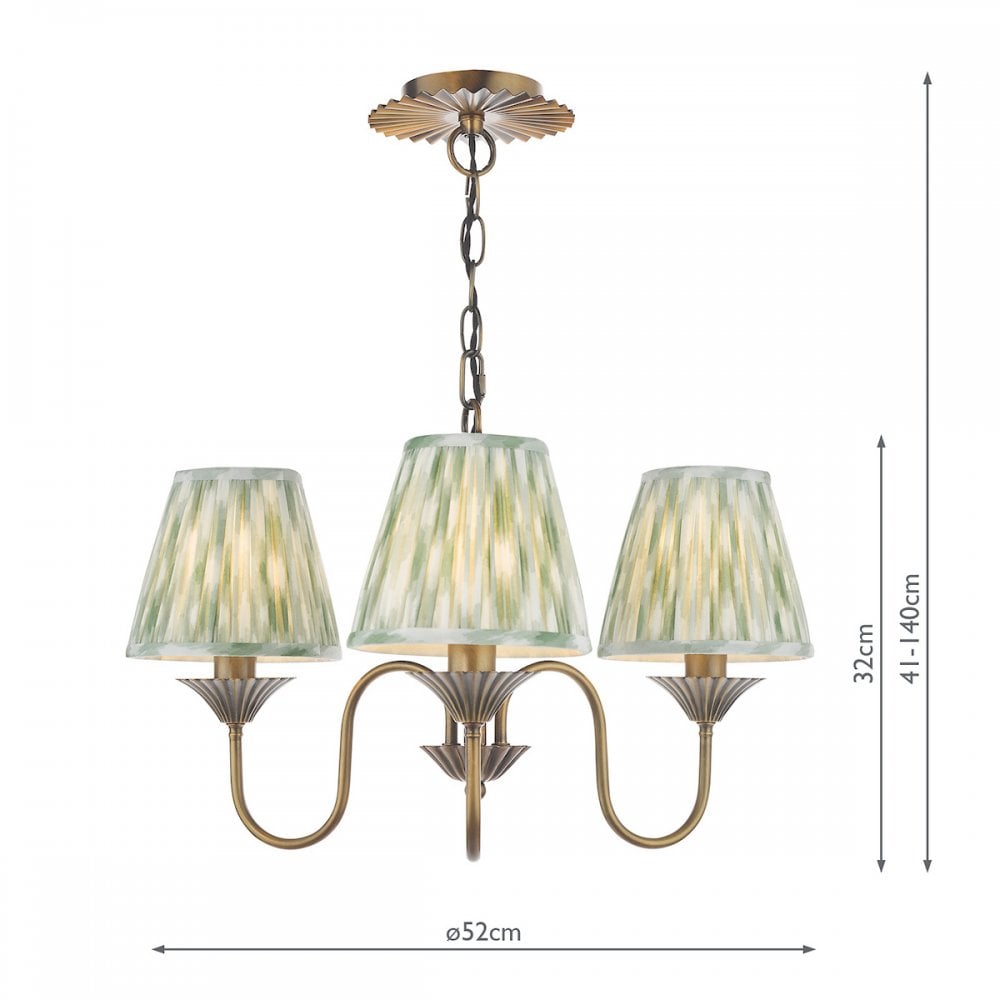 Dar LYD0363-IKA2624 Lydian 3 Light Pendant Antique Bronze With Shade