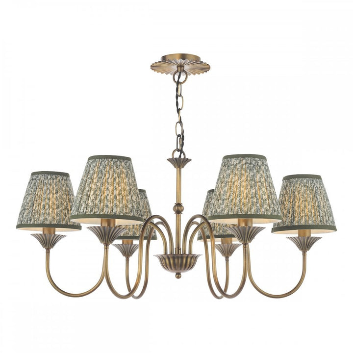Dar LYD0663-EST2624 Lydian 6 Light Pendant Antique Bronze With Shade