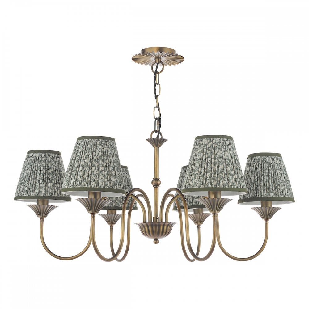 Dar LYD0663-EST2624 Lydian 6 Light Pendant Antique Bronze With Shade