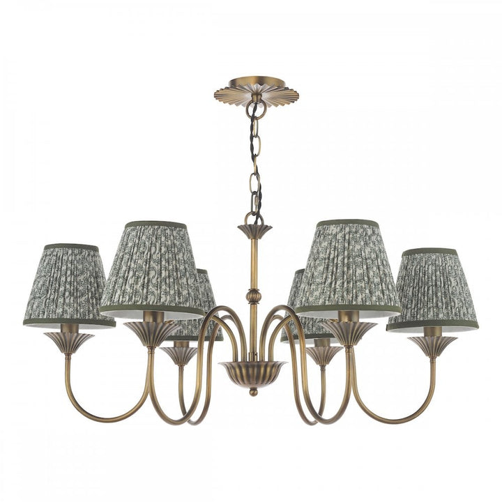 Dar LYD0663-EST2624 Lydian 6 Light Pendant Antique Bronze With Shade
