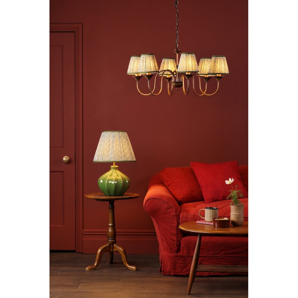 Dar LYD0663-EST2624 Lydian 6 Light Pendant Antique Bronze With Shade