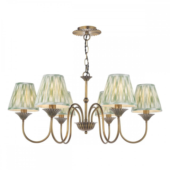 Dar LYD0663-IKA2624 Lydian 6 Light Pendant Antique Bronze With Shade