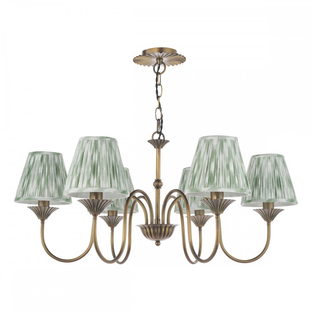 Dar LYD0663-IKA2624 Lydian 6 Light Pendant Antique Bronze With Shade