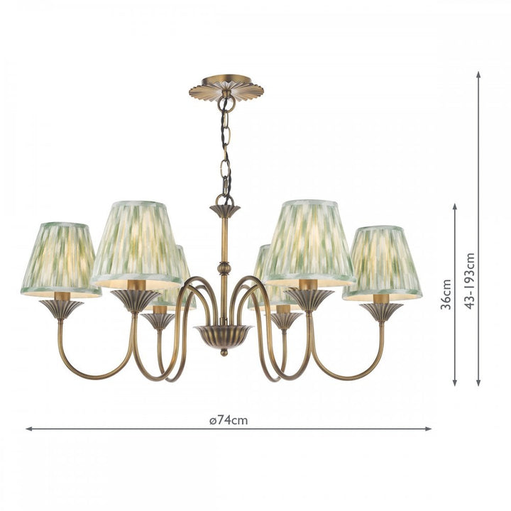 Dar LYD0663-IKA2624 Lydian 6 Light Pendant Antique Bronze With Shade