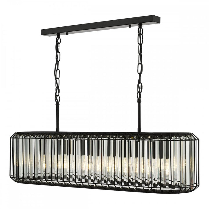 Dar NAE0522 Naeva 5 Light Pendant Matt Black and Crystal