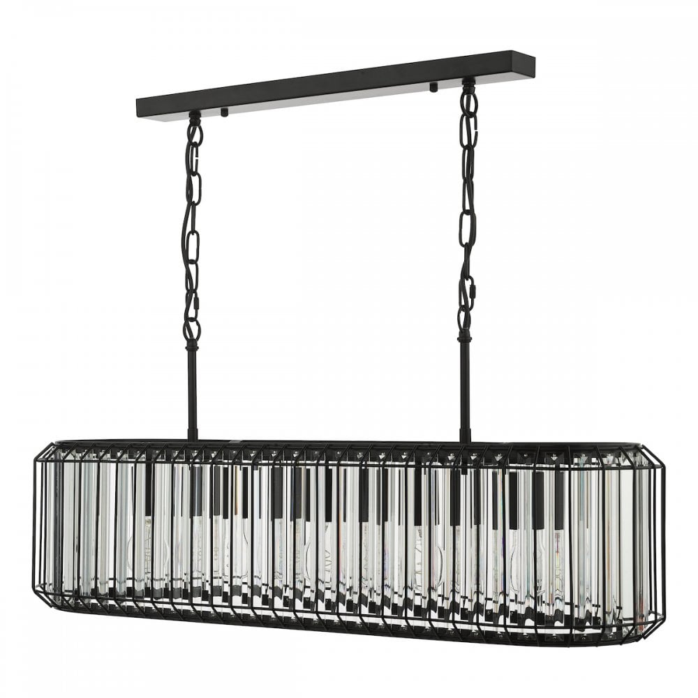 Dar NAE0522 Naeva 5 Light Pendant Matt Black and Crystal