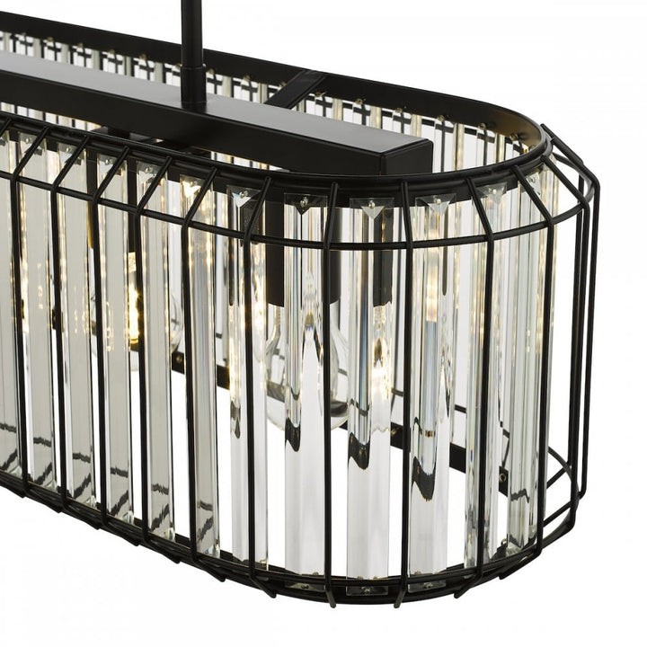 Dar NAE0522 Naeva 5 Light Pendant Matt Black and Crystal
