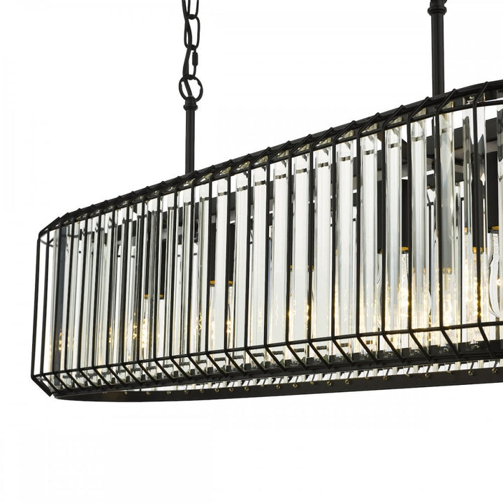 Dar NAE0522 Naeva 5 Light Pendant Matt Black and Crystal