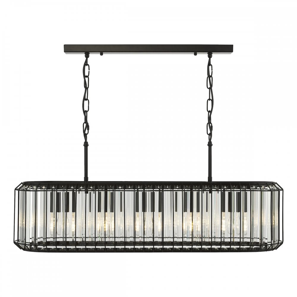 Dar NAE0522 Naeva 5 Light Pendant Matt Black and Crystal