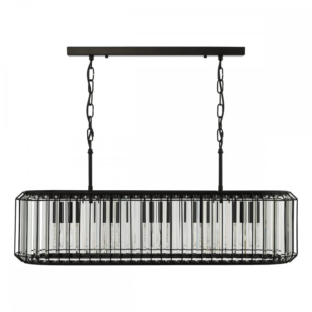 Dar NAE0522 Naeva 5 Light Pendant Matt Black and Crystal