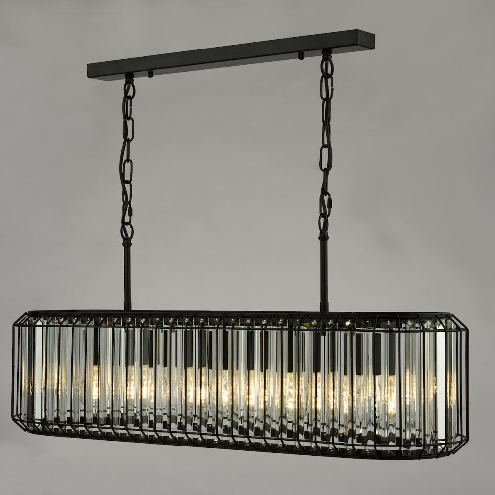 Dar NAE0522 Naeva 5 Light Pendant Matt Black and Crystal