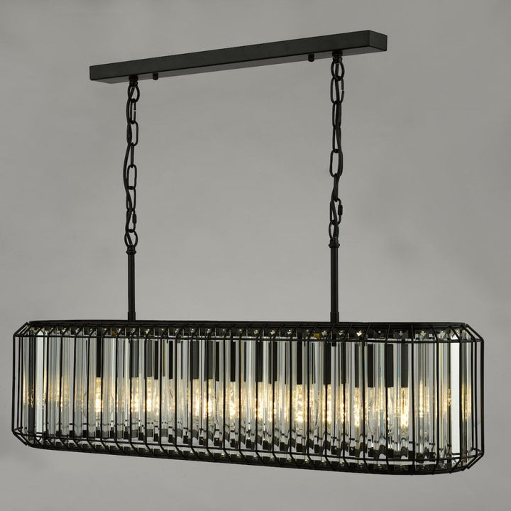 Dar NAE0522 Naeva 5 Light Pendant Matt Black and Crystal