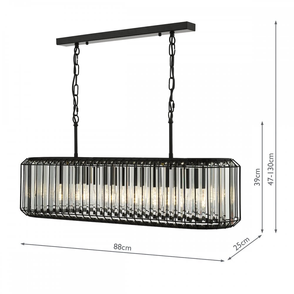 Dar NAE0522 Naeva 5 Light Pendant Matt Black and Crystal