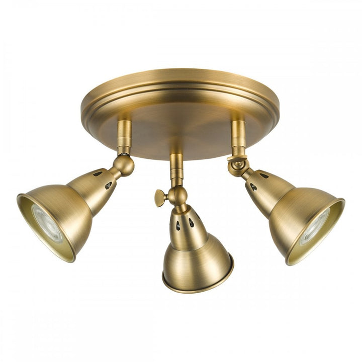 Dar NAT7642 Nathaniel 3 Light Plate Spotlight Aged Brass