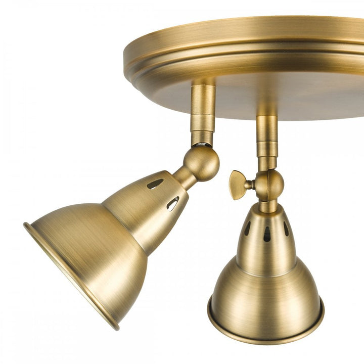 Dar NAT7642 Nathaniel 3 Light Plate Spotlight Aged Brass
