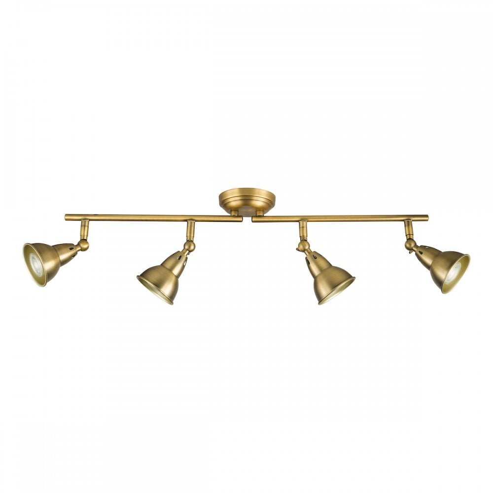 Dar NAT8442 Nathaniel 4 Light Bar Spotlight Aged Brass