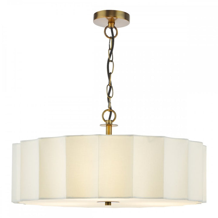 Dar NOU0363 Noura 3 Light Pendant Ivory and Antique Bronze