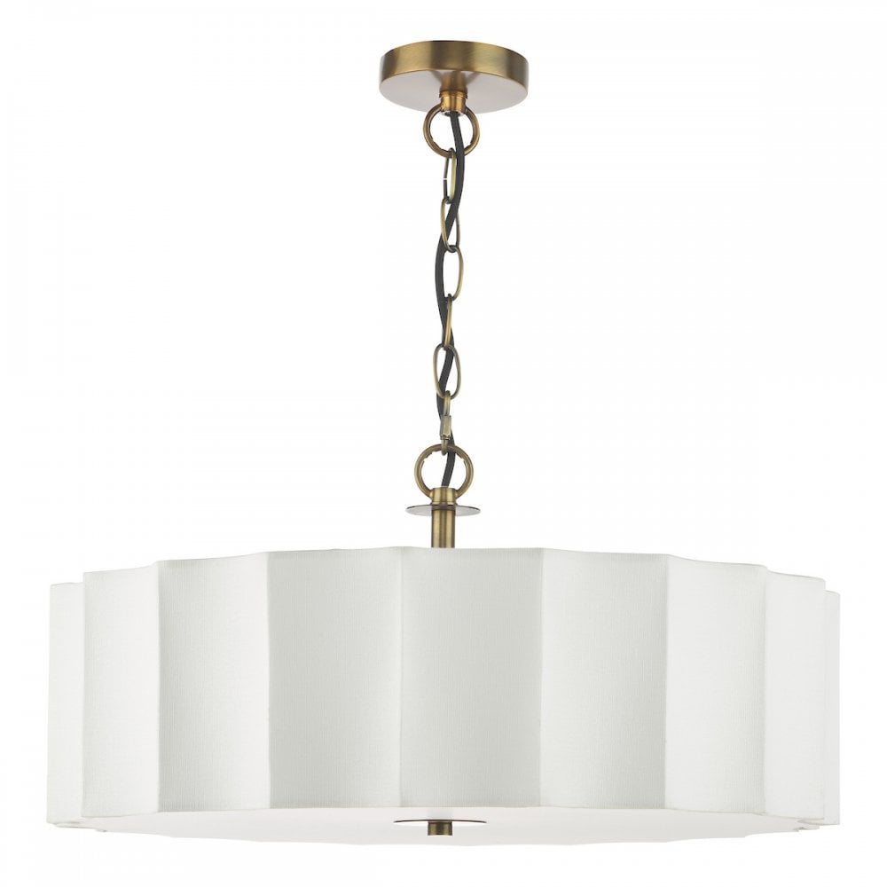 Dar NOU0363 Noura 3 Light Pendant Ivory and Antique Bronze