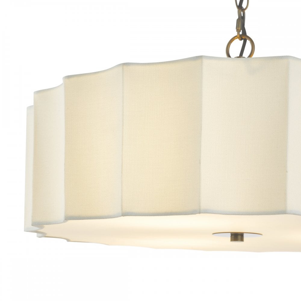Dar NOU0363 Noura 3 Light Pendant Ivory and Antique Bronze