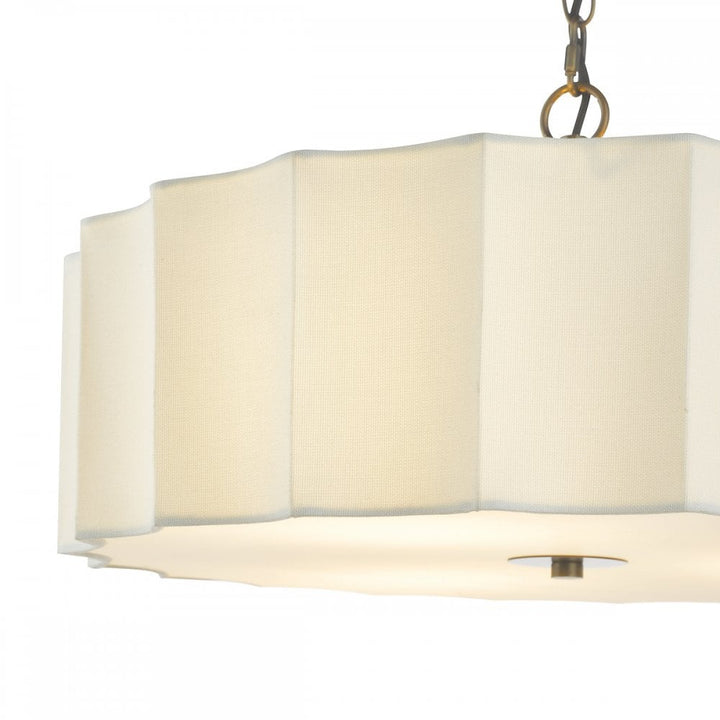 Dar NOU0363 Noura 3 Light Pendant Ivory and Antique Bronze
