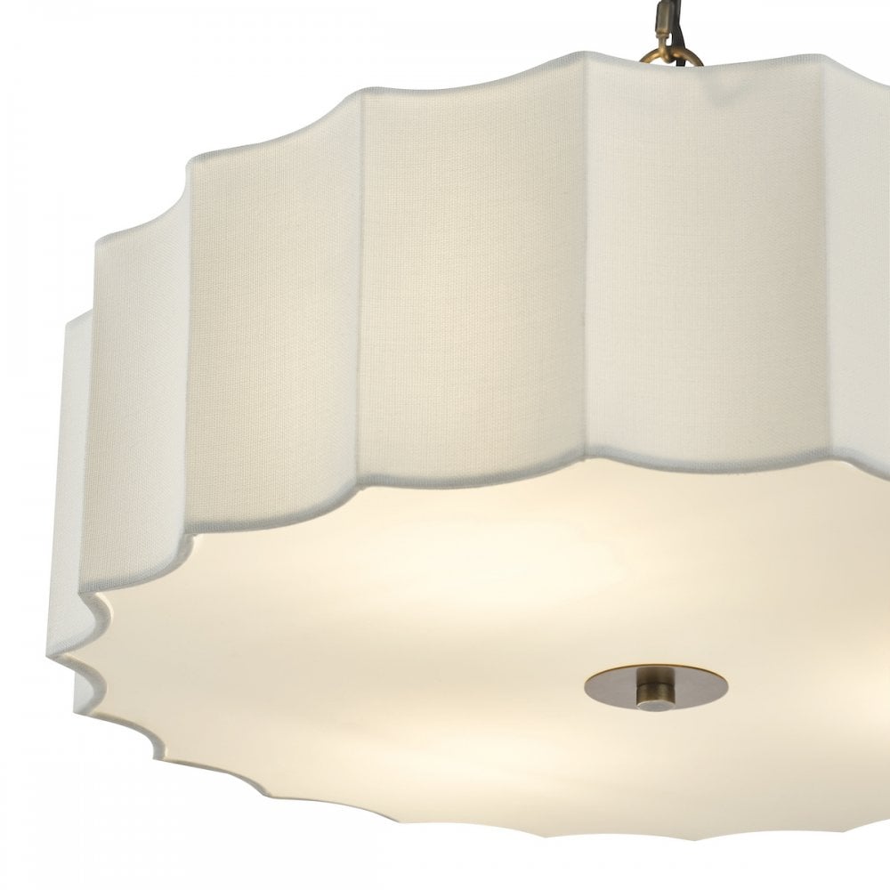 Dar NOU0363 Noura 3 Light Pendant Ivory and Antique Bronze