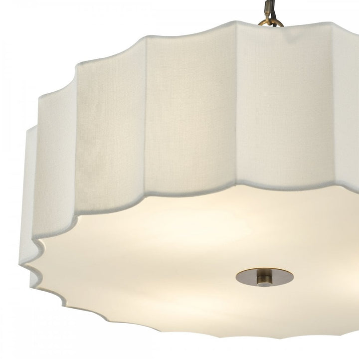 Dar NOU0363 Noura 3 Light Pendant Ivory and Antique Bronze