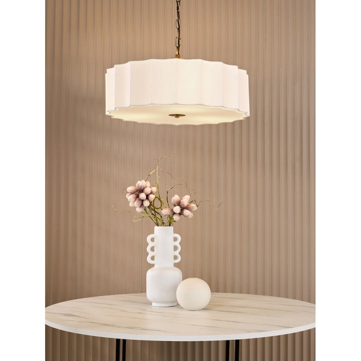 Dar NOU0363 Noura 3 Light Pendant Ivory and Antique Bronze