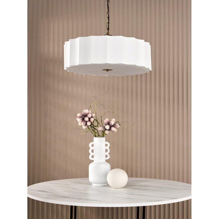 Dar NOU0363 Noura 3 Light Pendant Ivory and Antique Bronze