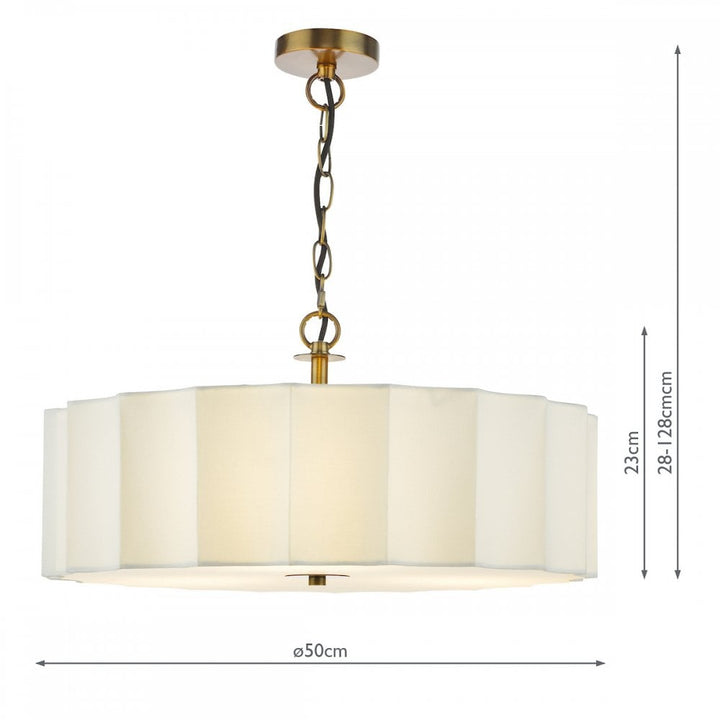 Dar NOU0363 Noura 3 Light Pendant Ivory and Antique Bronze
