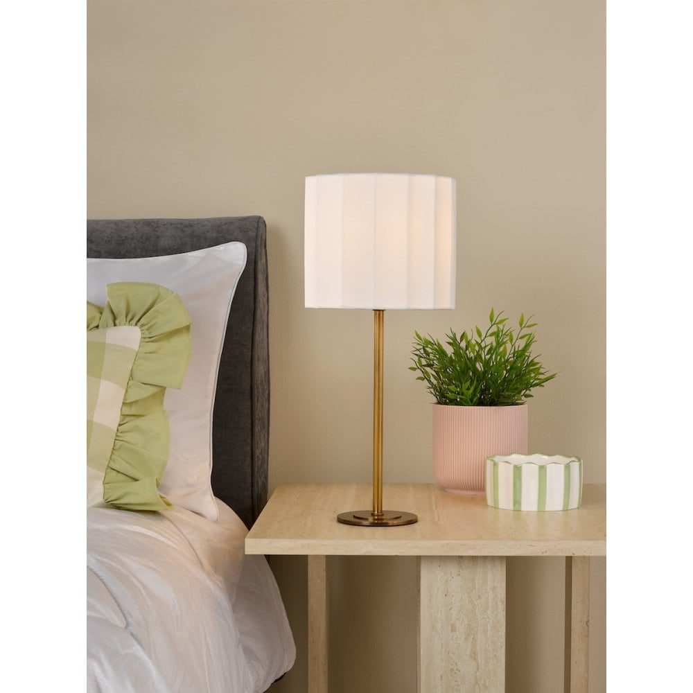Dar NOU4263 Noura Table Lamp Antique Bronze and Ivory With Shade