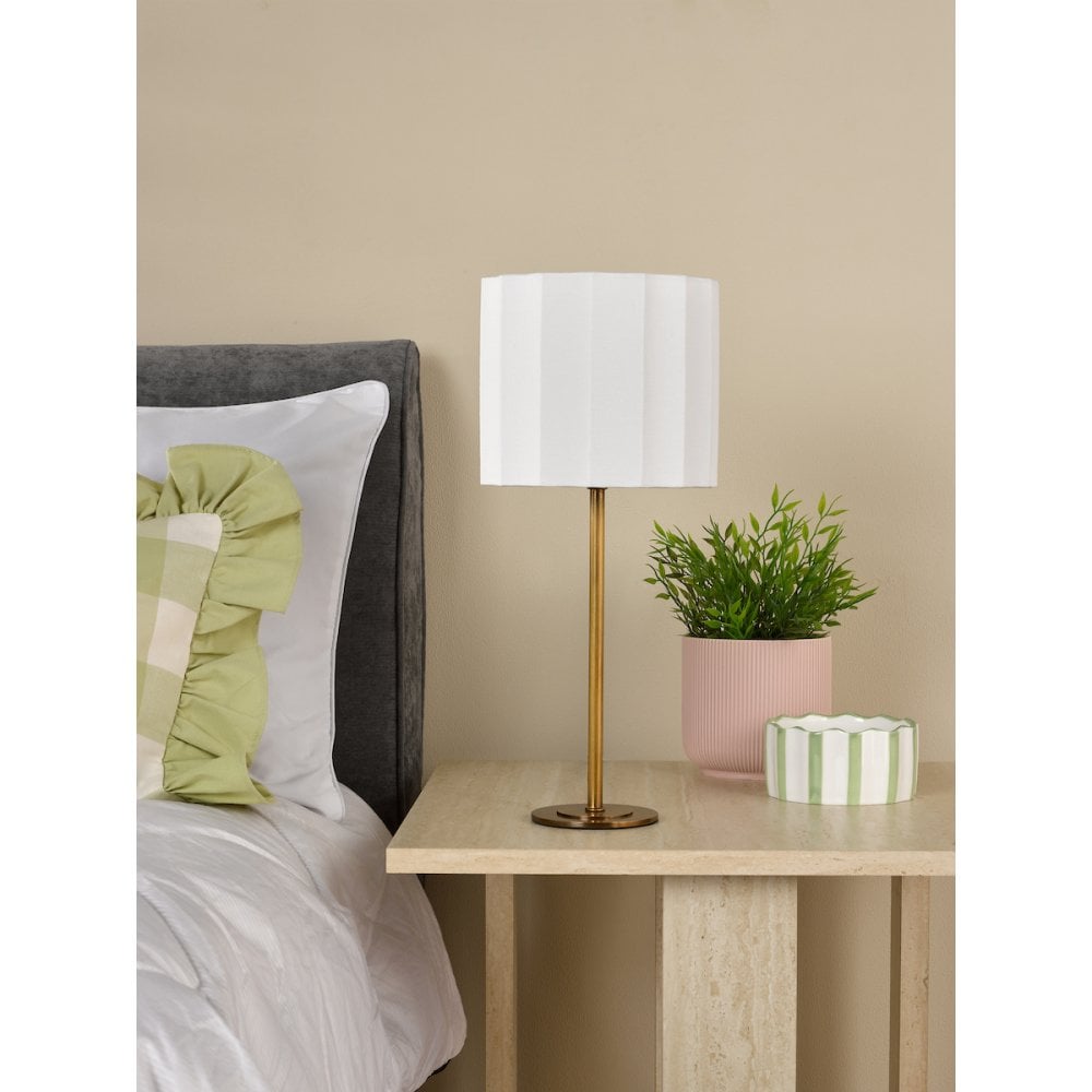 Dar NOU4263 Noura Table Lamp Antique Bronze and Ivory With Shade
