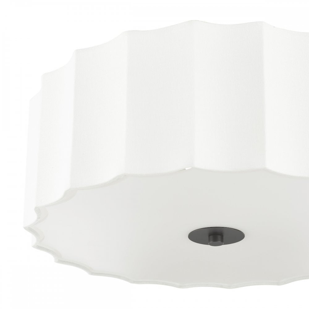 Dar NOU5263 Noura 3 Light Flush Ivory and White