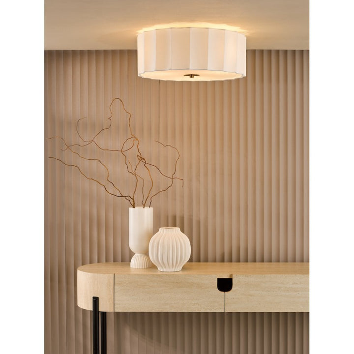 Dar NOU5263 Noura 3 Light Flush Ivory and White