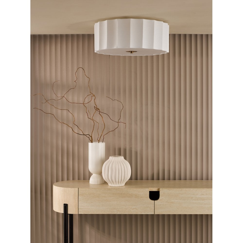 Dar NOU5263 Noura 3 Light Flush Ivory and White