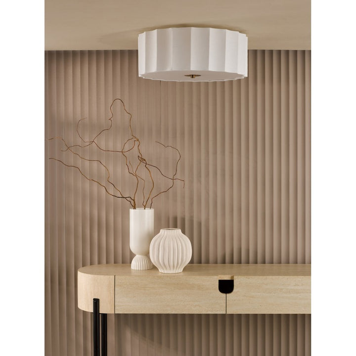 Dar NOU5263 Noura 3 Light Flush Ivory and White