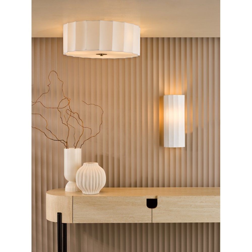 Dar NOU5263 Noura 3 Light Flush Ivory and White