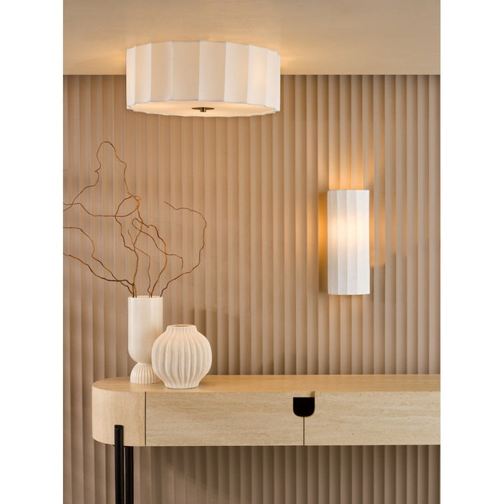 Dar NOU5263 Noura 3 Light Flush Ivory and White