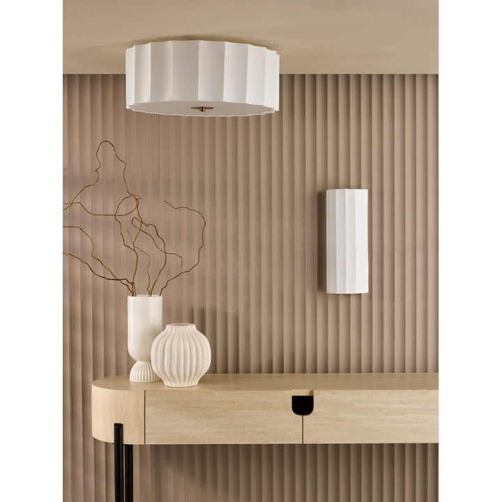 Dar NOU5263 Noura 3 Light Flush Ivory and White