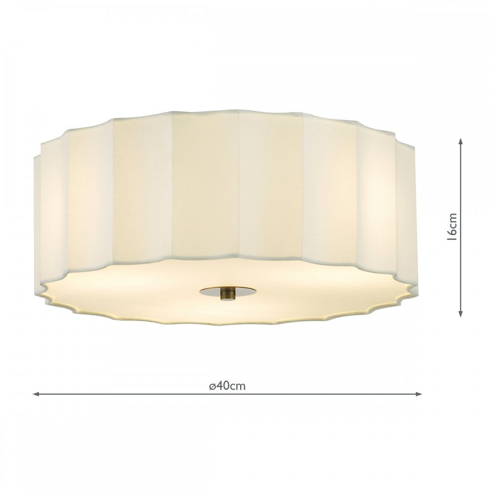 Dar NOU5263 Noura 3 Light Flush Ivory and White