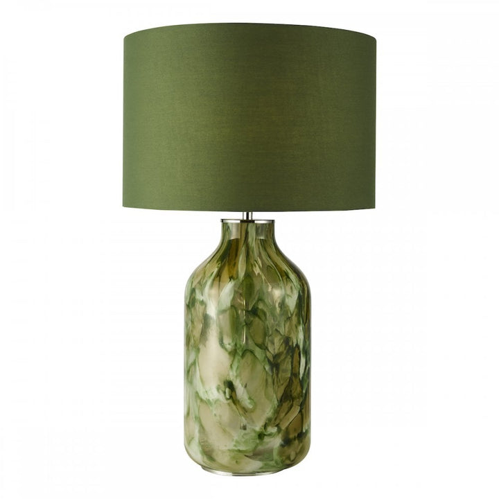Dar NUR4224 Nuria Table Lamp Green Art Glass and Polished Chrome With Shade