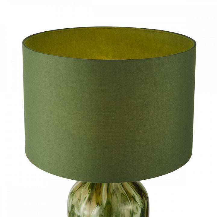Dar NUR4224 Nuria Table Lamp Green Art Glass and Polished Chrome With Shade