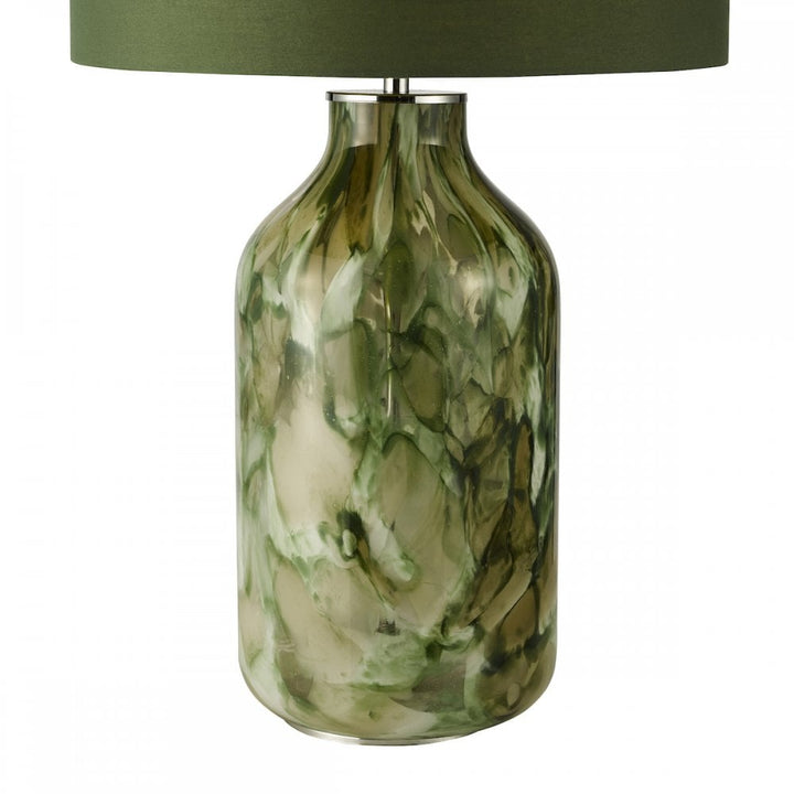 Dar NUR4224 Nuria Table Lamp Green Art Glass and Polished Chrome With Shade