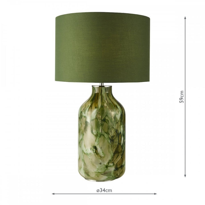 Dar NUR4224 Nuria Table Lamp Green Art Glass and Polished Chrome With Shade