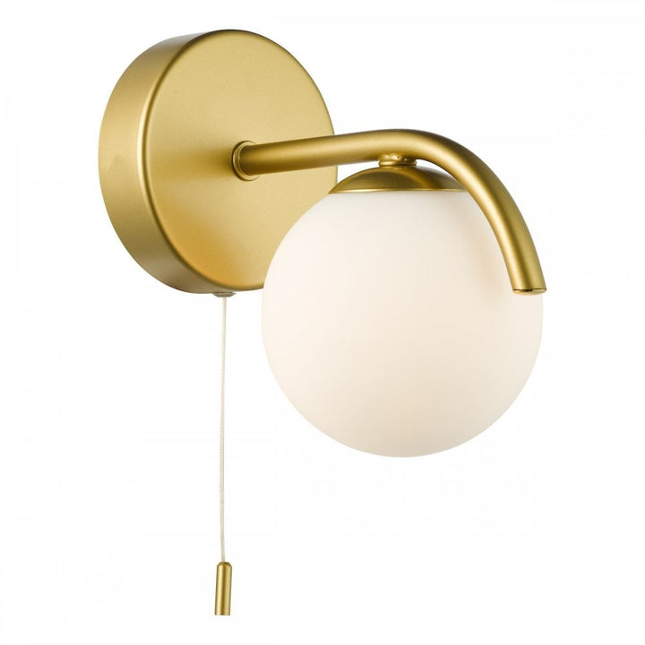 Dar ORL0735 Orlena Wall Light Satin Gold and Opal Glass