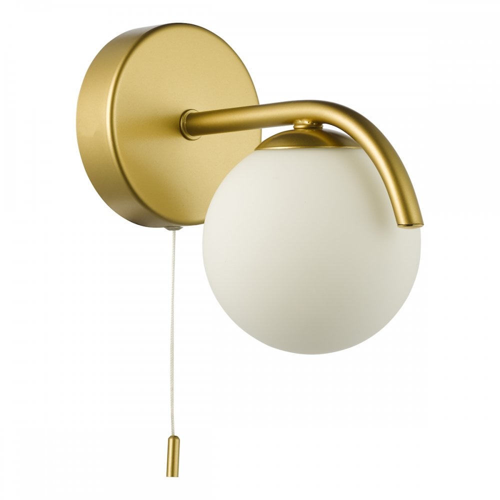 Dar ORL0735 Orlena Wall Light Satin Gold and Opal Glass