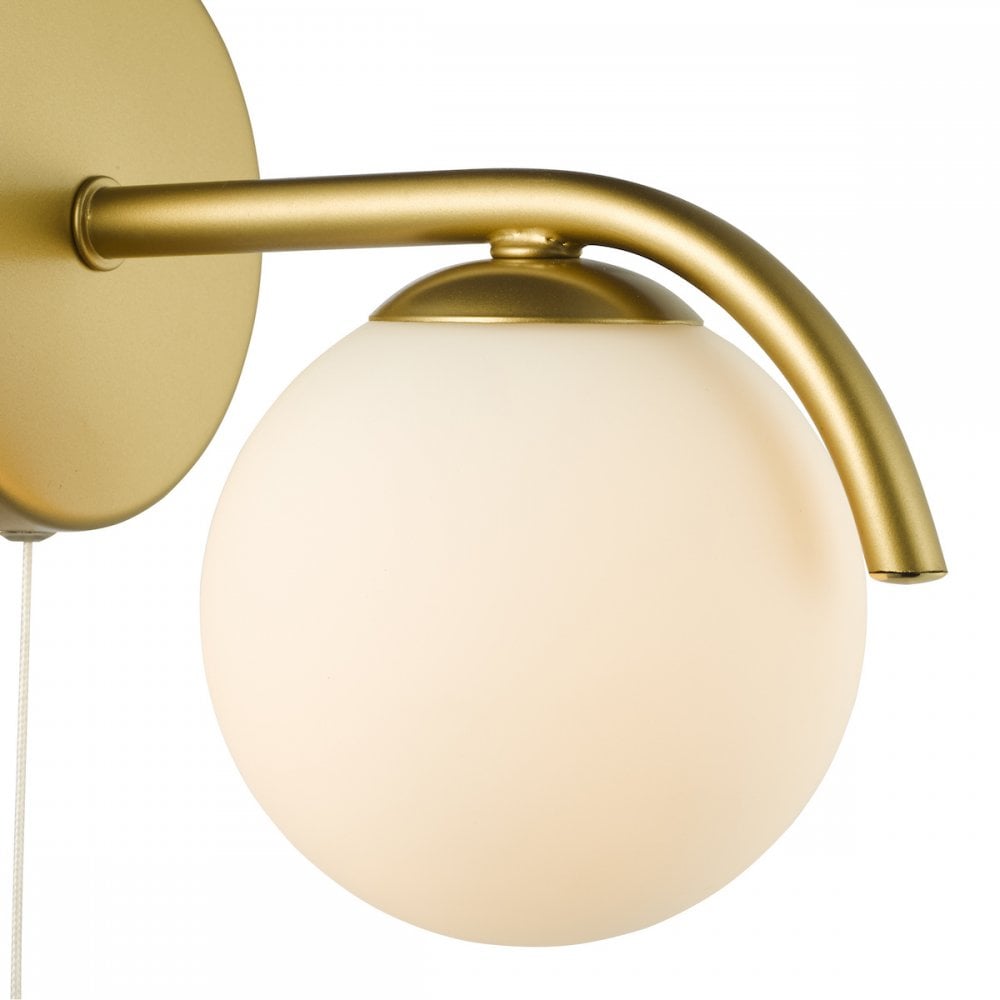 Dar ORL0735 Orlena Wall Light Satin Gold and Opal Glass